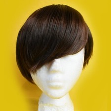 Dark brown cosplay shaggy smooth masculine wig