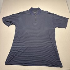 Pebble Beach Golf Polo Shirt Mens XL Blue Striped 60'2 Two-Ply Mercerized Cotton