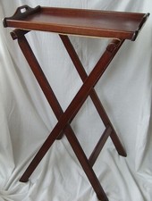 VINTAGE MAHOGANY BUTLERS TRAY & STAND