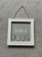 Let All That You Do Be Done In Love Framed Wall Art Hanging Decor White Grey