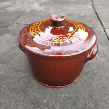 Stew Pot Ceramic Pottery Kiln with Lid Stone Ware Handle Embossed Logo Lid 900ml
