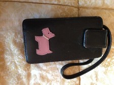 radley vintage phone case black real leather scottie dog pink