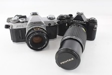 SLR Vintage Film Cameras Inc Canon AT-1 & Pentax MV1 w/ Lenses x 2