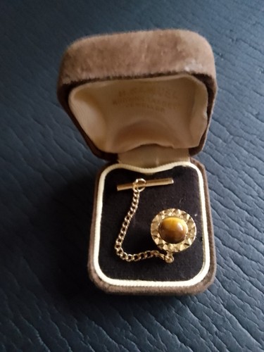 Vintage tiger eye tie - tie, pin