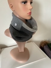 100% Cashmere Unisex Redbone Recycled  Grey Shades Neckwarmer Snood Double N78