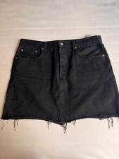 Black denim mini skirt