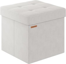Folding Storage Ottoman, Velvet Storage Bench, Footrest 38x38x38cm FOR AUCTION