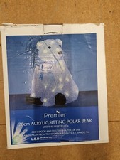 28 CM Acrylic Sitting Polar Bear with 28 Led Lights Xmas Decoration