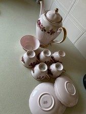 Vintage Royal tuscan bone china pink red roses floral tea set (minus the teapot)