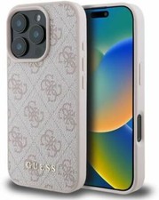 Guess Leather Classic Logo Hardcase for iPhone 16 Pro Max Pink - GUHCP16XG4GFPI