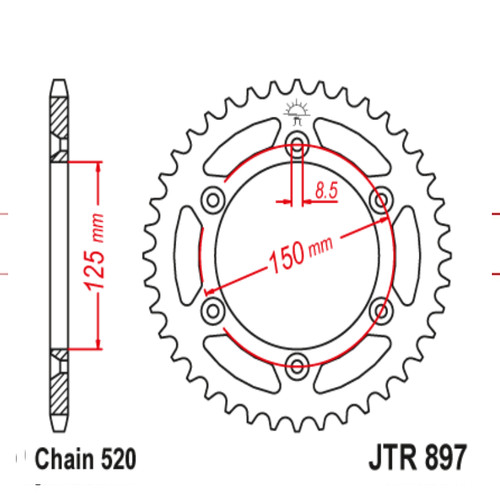 Steel rear sprocket - steel, teeth