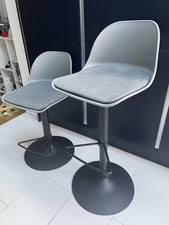 2 X JOHN LEWIS WHISTLER BAR STOOLS GREY BLACK METAL PLASTIC ADJUSTABLE