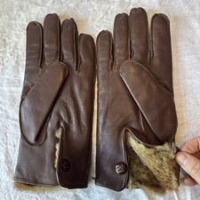 Vintage Fur lined brown leather gloves