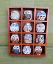12 Ceramic Mini Owl Figurines