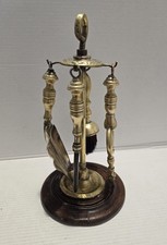 Antique Art Neuveau Fireplace Companion Set Copper And Brass