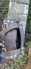 motorbike leather saddle bag tool bag project spares or repair custom chopper