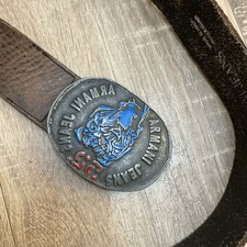 Armani Vintage Men’s Belt Big Brass Belt Buckle Brown Leather Size 38 Inches