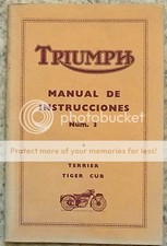 TRIUMPH TERRIER & TIGER CUB Motorcycles Instruction Handbook March 1955 SPANISH