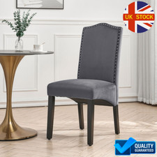 Velvet Kitchen Dining Chair High Back Dinning Room Soft Cushion Chairs Grey UK