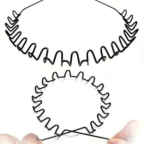 Black metal sports hairband - black,