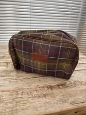 Barbour LARGE CHECK Tartan Washbag Toilet Bag Makeup Olive