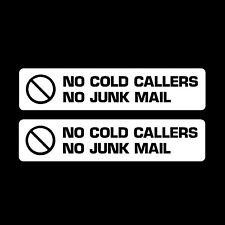 2x No Junk Mail / Cold Callers Black on white Letterbox Sticker - Transfer