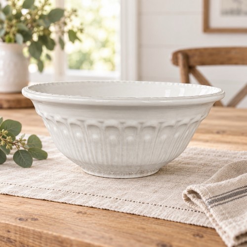 White ribbed ceramic - white,