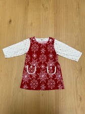 Hatley Red/White Long Sleeve Snowflake Print Dress, 18- 24 months