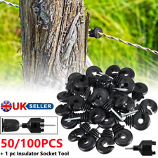 50/100pcs Ring Insulators Electric Fencing Fence Screw In Free Spinner Tool UK