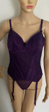 Sorbet Boutique Boned Basque suspenders 32B And Matching Thong M Purple BNWOT