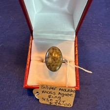 Silver Moss Agate Ring Stamped Silver