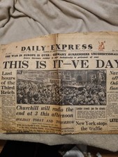 8th MAY 1945    THIS IS VE-DAY.   WW11 ORIGINAL NEWSPAPER DAILY EXPRESS 
