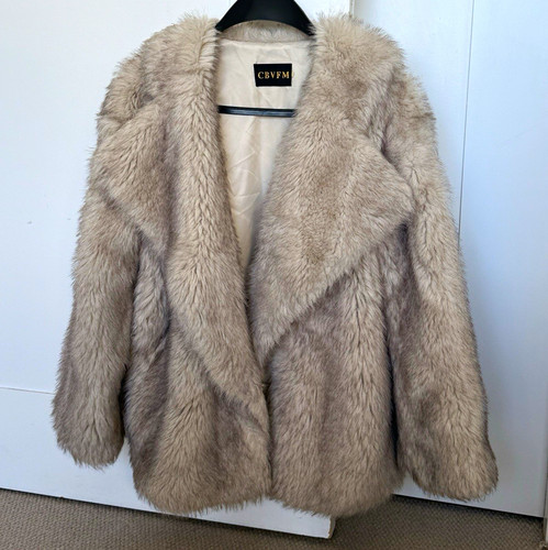 Women beige faux - faux, fur