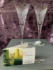 WATERFORD CRYSTAL  MILLENNIUM TOASTING FLUTES  “HAPPINESS “   9 INCH HIGH 