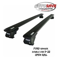 Thule WingBar Evo Black Roof Bars Set fit Ford Ranger Double Cab 11-22 Open Rail