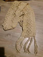 Deep beige knitted wooly wool long winter warm cosy scarf