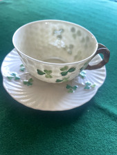 A Belleek  Green Shamrock cup