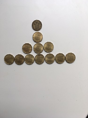 Set brass threepenny bits - threepenny,