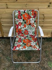 Vintage Floral Folding Garden Chair Camping Beach Flowers Garden Bright Colours