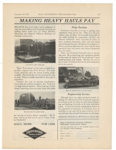 1928 fruehauf trailer of - fruehauf, co.