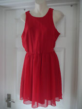 Red Rare Summer Dress Size 8 Floaty Frock Tea dress Open Back Party Ladies Women