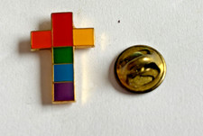 LGBT Rainbow Pride Cross Pin Badge