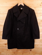Vintage Wool Enlisted Military Pea Coat Jacket 42 Short Black