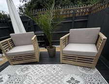 Two Marotta Solid Wood Acacia Light Wash Garden Chairs. Good Condition.