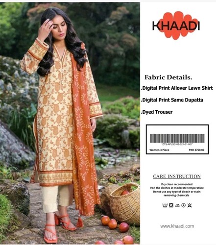 Khaadi unstitched piece - unstitched, lawn