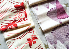 Vintage Japanese Kimono Wedding Silk Fabric 2 Long Pieces Mixed Design