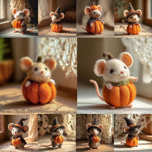 Felt pumpkin mouse - felt, ornaments