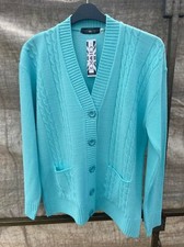 New Womens SIZES 12-20 V NECK 5 BUTTON CABLE KNITTED CARDIGAN WITH POCKETS 
