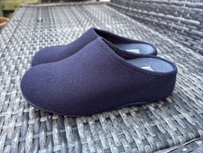 Fitflop Shuv Navy Blue Felt Mule Clog Slippers Size UK 4