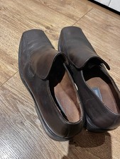 Todd James Brown Leather Slip-On Formal Shoes Men’s UK Size 8 Smart Square Toe